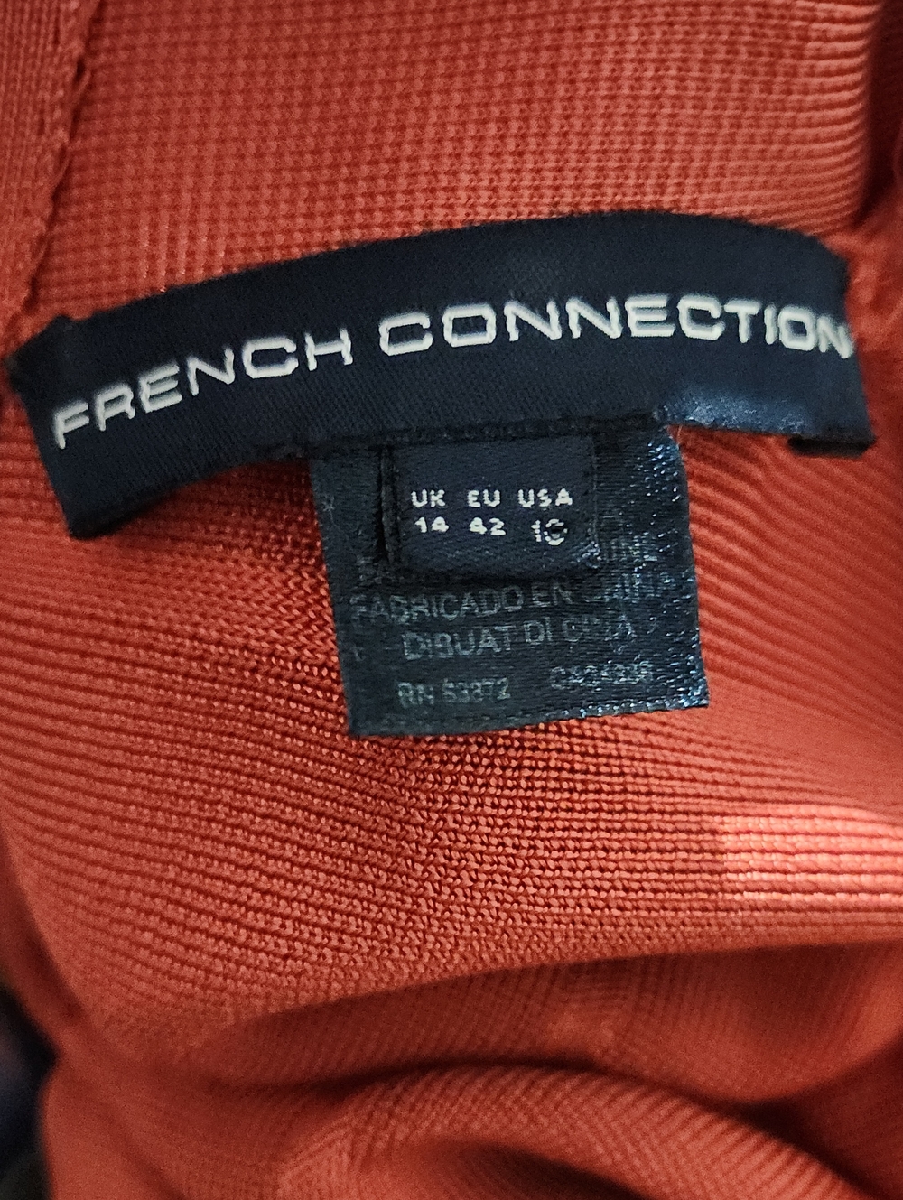 French Connection Miami Spotlight Burnt Orange Bandage Mini Bodycon Dress Sz 14 - Picture 6 of 7